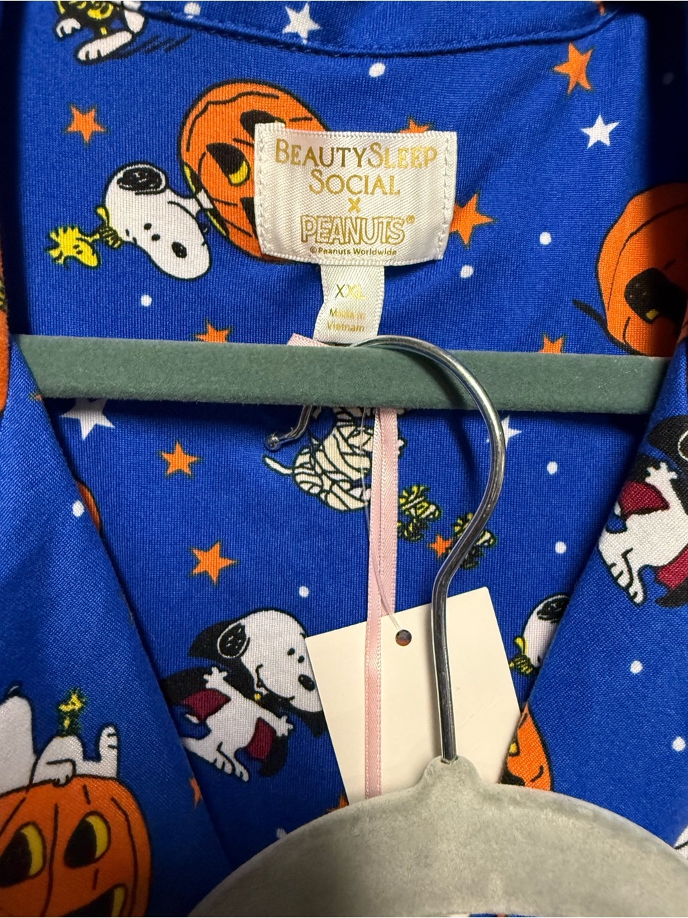 Peanuts Snoopy Halloween NWT Womens Blue Pumpkin Pajama Set XXL - Picture 2 of 3